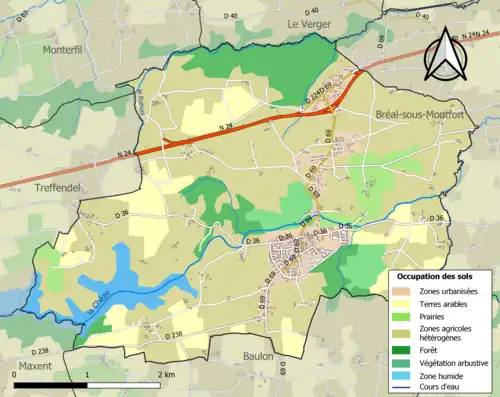 Carte en couleurs présentant l'occupation des sols.