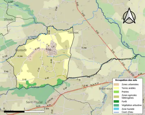 Carte en couleurs présentant l'occupation des sols.