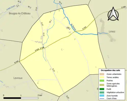 Carte en couleurs présentant l'occupation des sols.