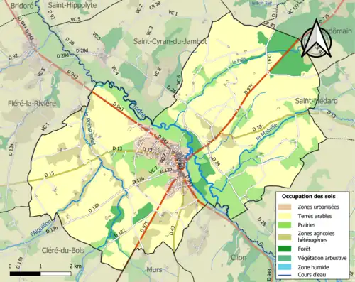 Carte en couleurs présentant l'occupation des sols.