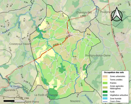 Carte en couleurs présentant l'occupation des sols.