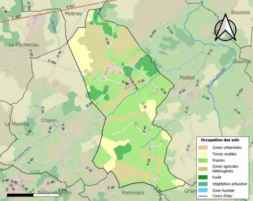 Carte en couleurs présentant l'occupation des sols.