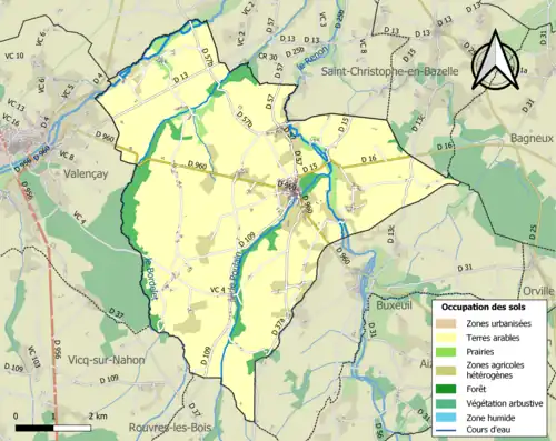 Carte en couleurs présentant l'occupation des sols.