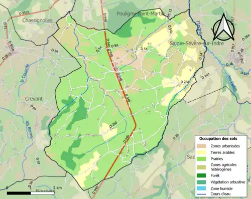 Carte en couleurs présentant l'occupation des sols.