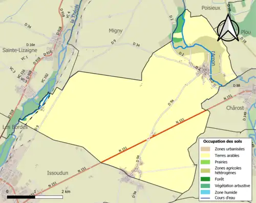 Carte en couleurs présentant l'occupation des sols.