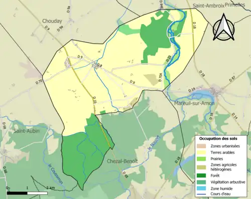 Carte en couleurs présentant l'occupation des sols.