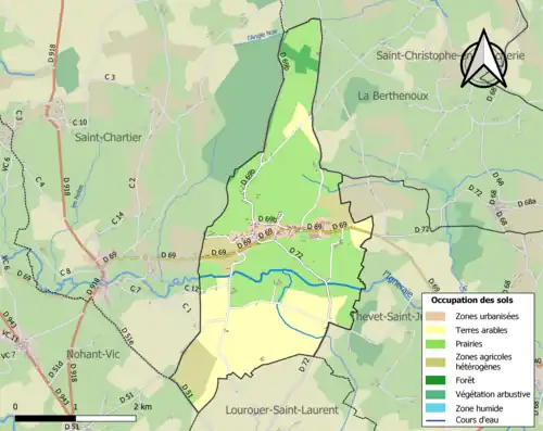 Carte en couleurs présentant l'occupation des sols.
