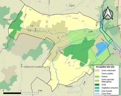 Carte en couleurs présentant l'occupation des sols.