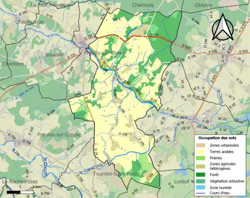 Carte en couleurs présentant l'occupation des sols.