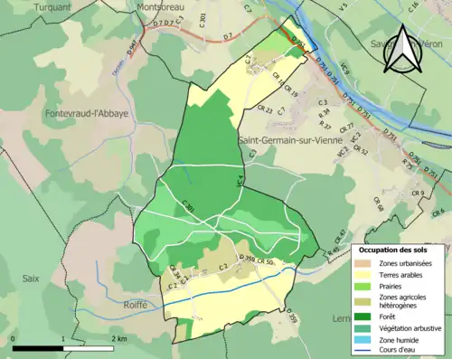 Carte en couleurs présentant l'occupation des sols.