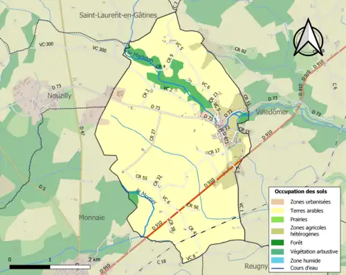 Carte en couleurs présentant l'occupation des sols.