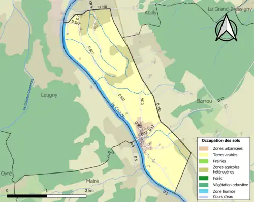 Carte en couleurs présentant l'occupation des sols.