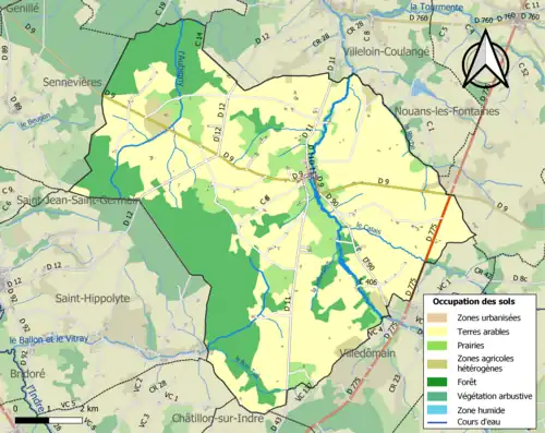 Carte en couleurs présentant l'occupation des sols.