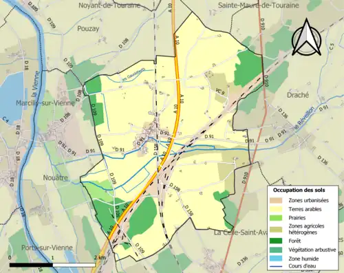 Carte en couleurs présentant l'occupation des sols.
