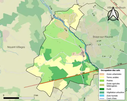 Carte en couleurs présentant l'occupation des sols.