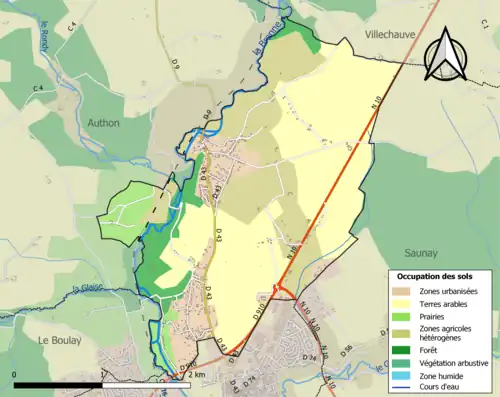 Carte en couleurs présentant l'occupation des sols.
