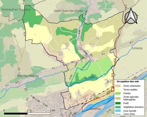 Carte en couleurs présentant l'occupation des sols.