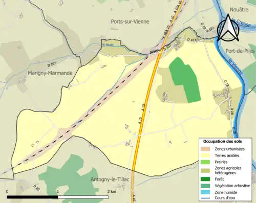 Carte en couleurs présentant l'occupation des sols.