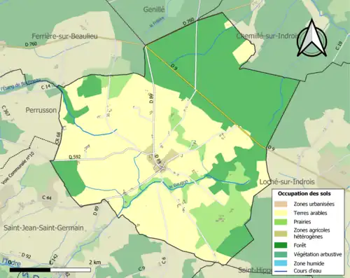 Carte en couleurs présentant l'occupation des sols.