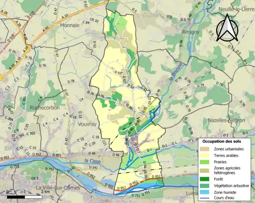 Carte en couleurs présentant l'occupation des sols.