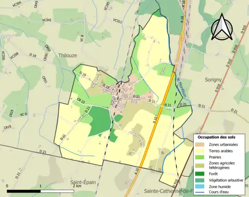 Carte en couleurs présentant l'occupation des sols.