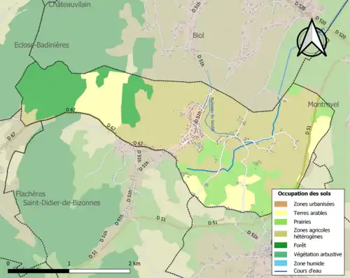 Carte en couleurs présentant l'occupation des sols.