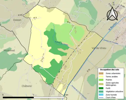 Carte en couleurs présentant l'occupation des sols.