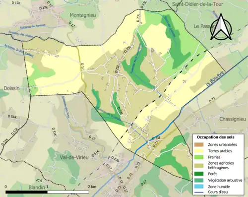 Carte en couleurs présentant l'occupation des sols.