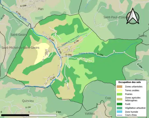 Carte en couleurs présentant l'occupation des sols.
