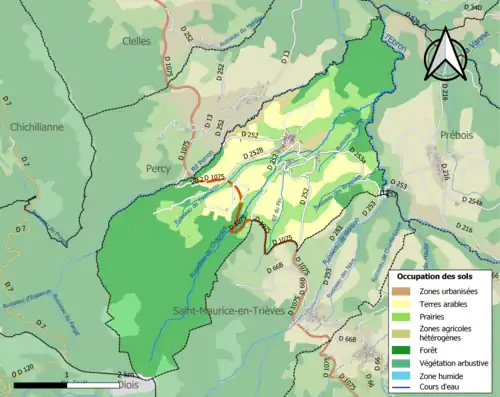 Carte en couleurs présentant l'occupation des sols.
