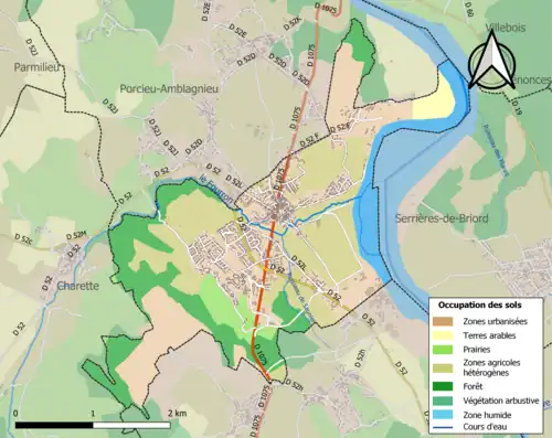 Carte en couleurs présentant l'occupation des sols.