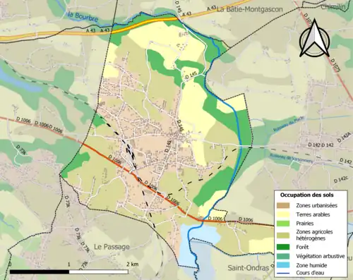 Carte en couleurs présentant l'occupation des sols.