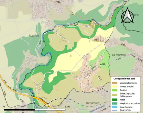 Carte en couleurs présentant l'occupation des sols.