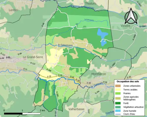 Carte en couleurs présentant l'occupation des sols.