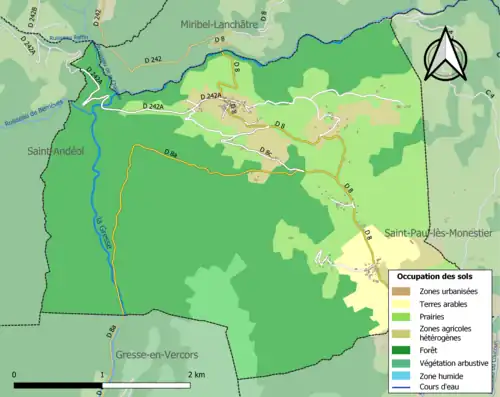 Carte en couleurs présentant l'occupation des sols.