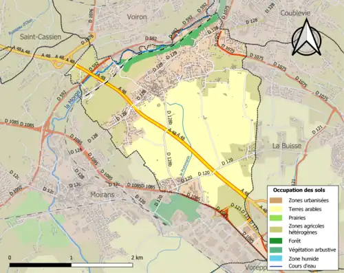 Carte en couleurs présentant l'occupation des sols.