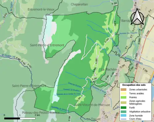 Carte en couleurs présentant l'occupation des sols.