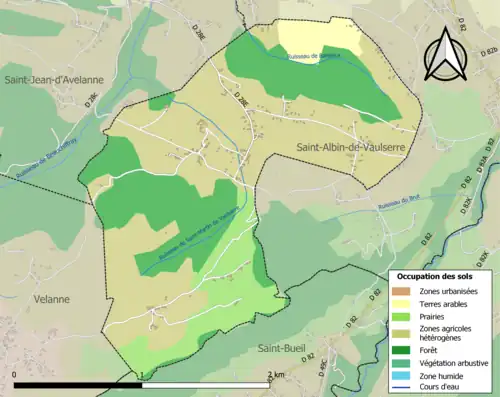 Carte en couleurs présentant l'occupation des sols.