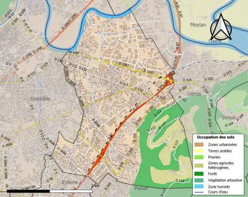 Carte en couleurs présentant l'occupation des sols.