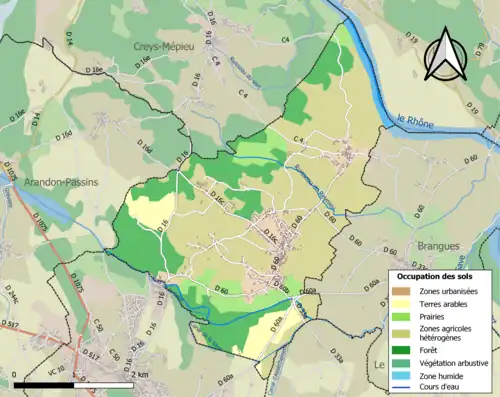 Carte en couleurs présentant l'occupation des sols.