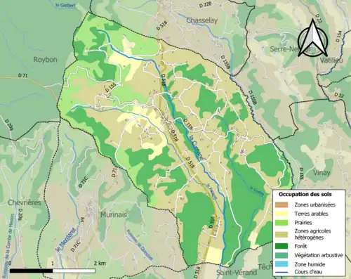 Carte en couleurs présentant l'occupation des sols.