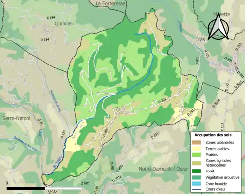 Carte en couleurs présentant l'occupation des sols.