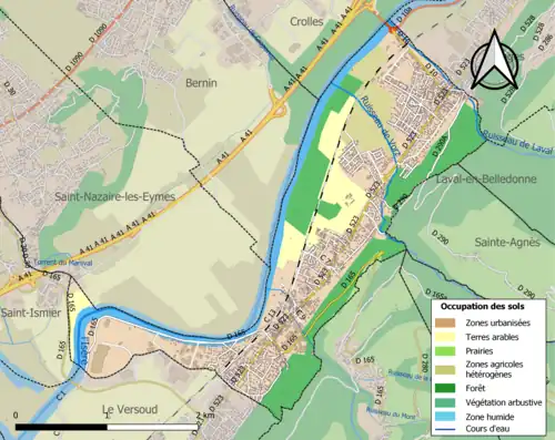 Carte en couleurs présentant l'occupation des sols.