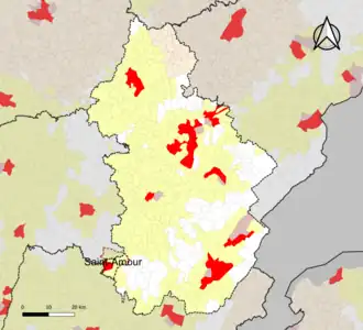 Localisation de l'aire d'attraction de Saint-Amour dans le département du Jura.