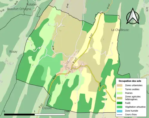 Carte en couleurs présentant l'occupation des sols.