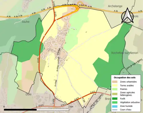 Carte en couleurs présentant l'occupation des sols.