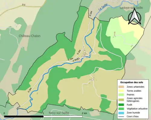 Carte en couleurs présentant l'occupation des sols.