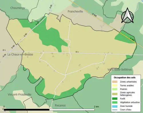 Carte en couleurs présentant l'occupation des sols.