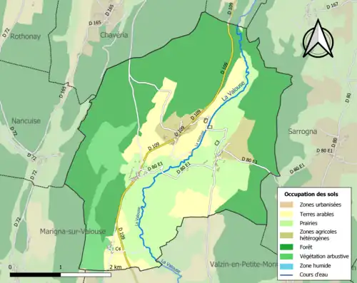 Carte en couleurs présentant l'occupation des sols.