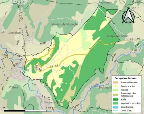 Carte en couleurs présentant l'occupation des sols.